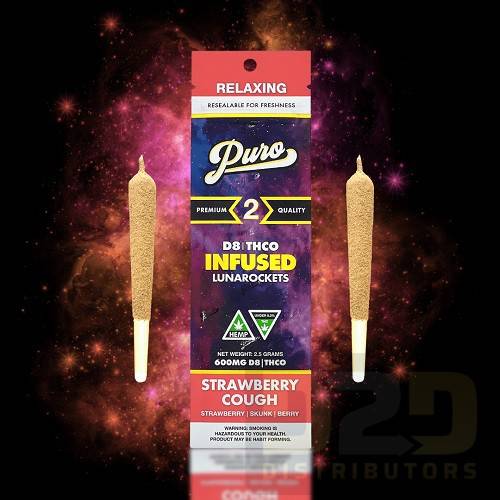 Puro D8 Infused Lunarockets Pre Rolls 2 5g Strawberry Cough Vaping