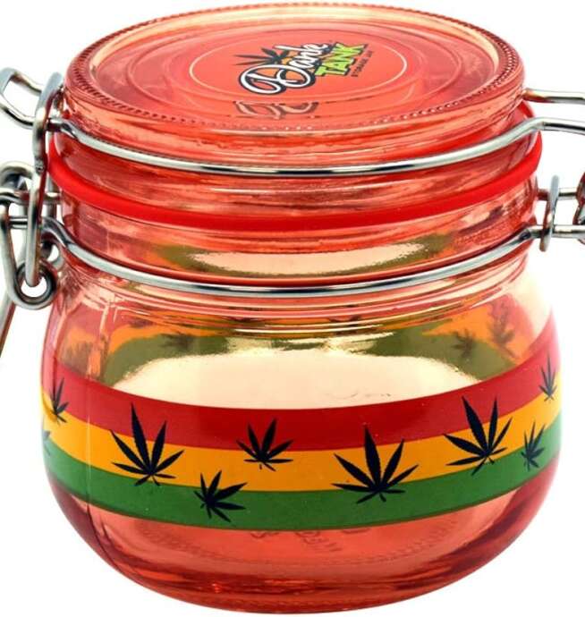 500ml Glass Jars - Red Rasta Leaves