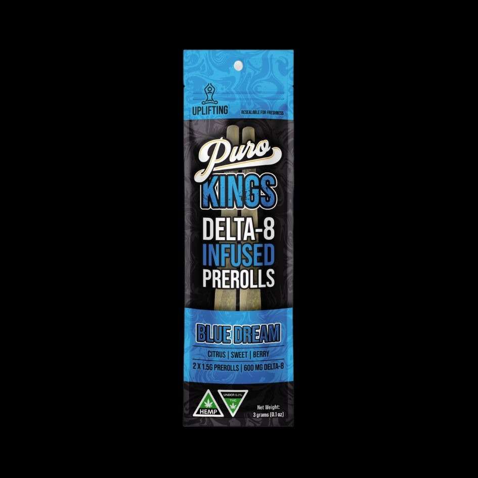 Puro Kings Delta 8 Infused Pre Rolls 2pk Blue Dream Sativa Vaping