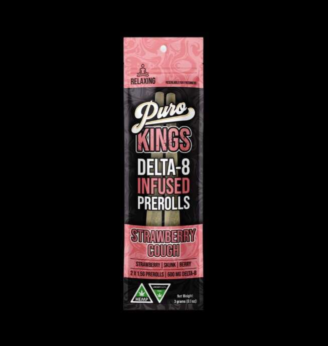 Puro Kings Delta 8 Infused Pre Rolls 2pk Strawberry Cough Indica