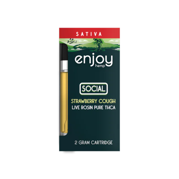 enjoy hemp 2g Live Rosin Pure THCA Vape Cart - Strawberry Cough For