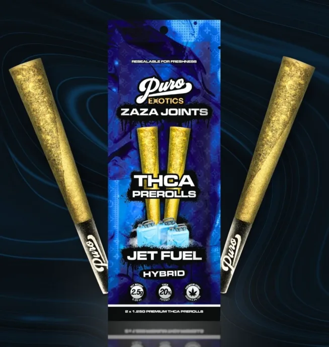 Puro Exotics Zaza Joints Thca Prerolls 2pk – Jet Fuel Hybrid