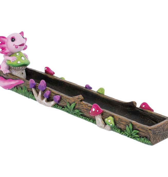 10.5in Pink Axolotl Mushroom Incense Burner